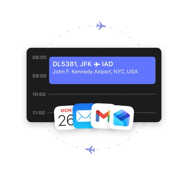 Email and calendar flight import preview in byAir