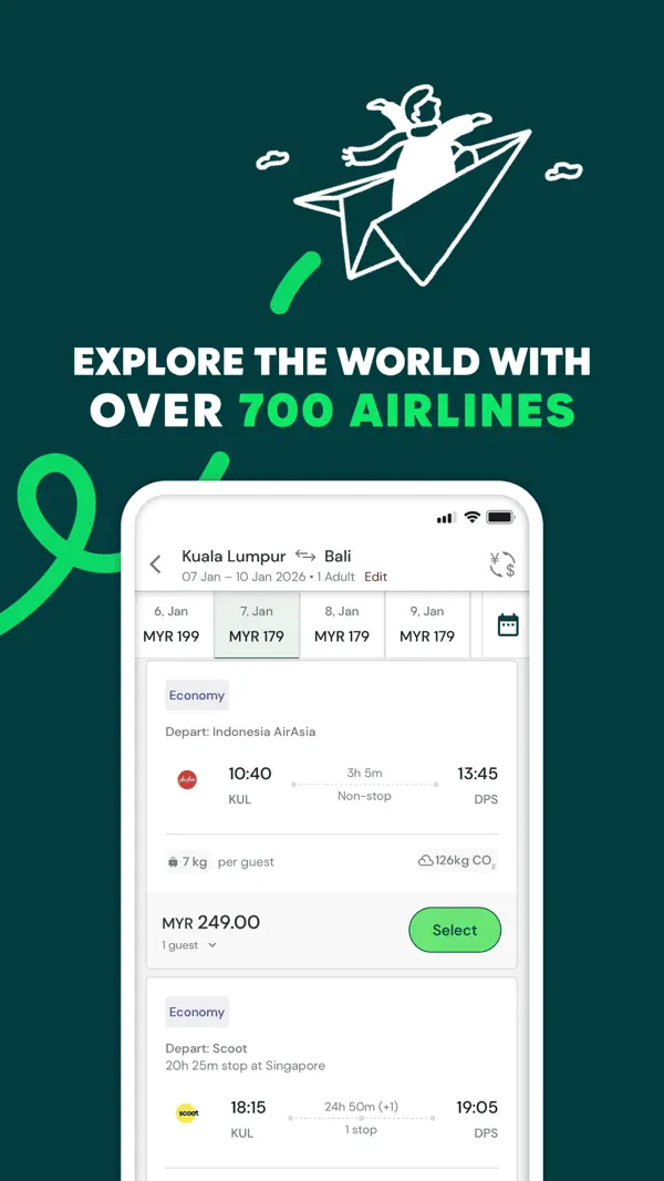 AirAsia MOVE flight search screen