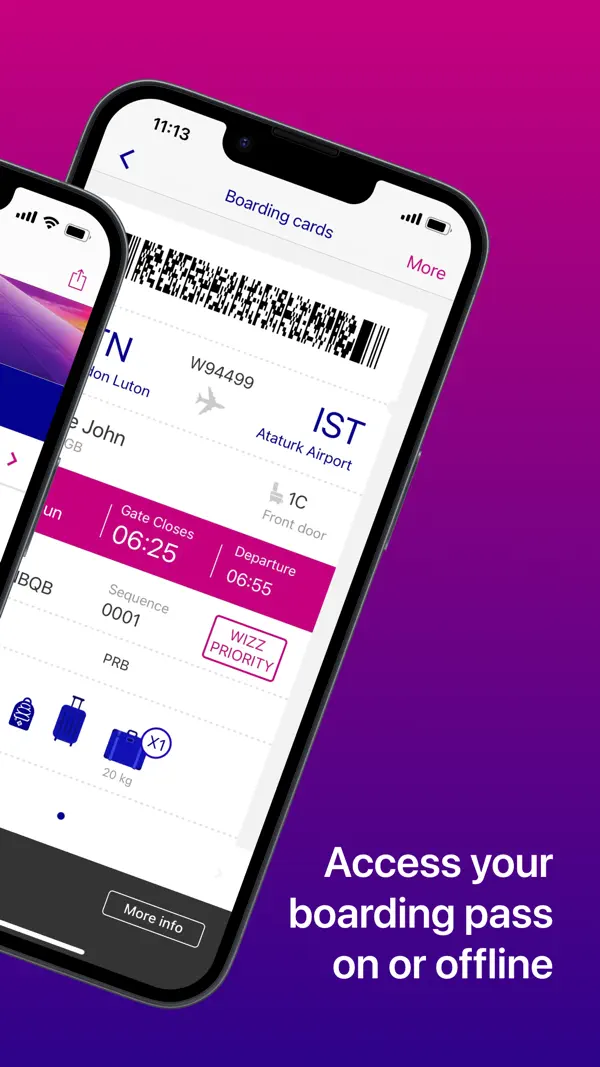 Wizz Air app mobile boarding pass