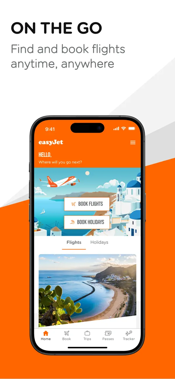 easyJet app flight search screen