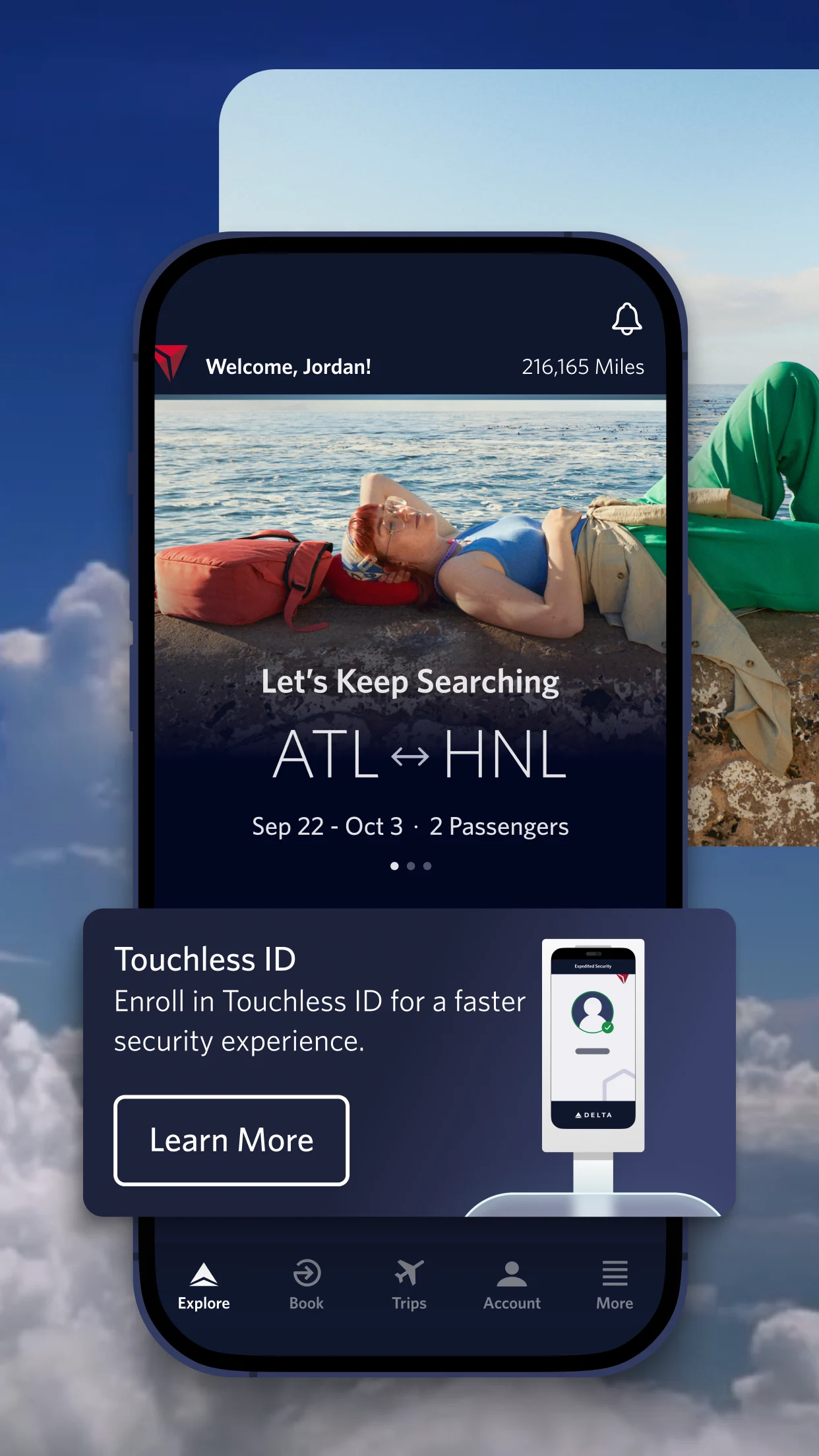 Fly Delta app Explore screen